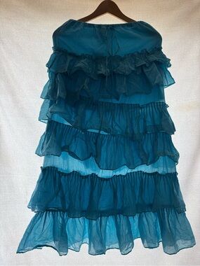 Ralph Lauren Rugby Teal Ruffled Tiered Maxi Skirt